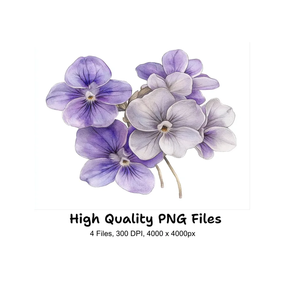 Violet Flower Clipart Bundle