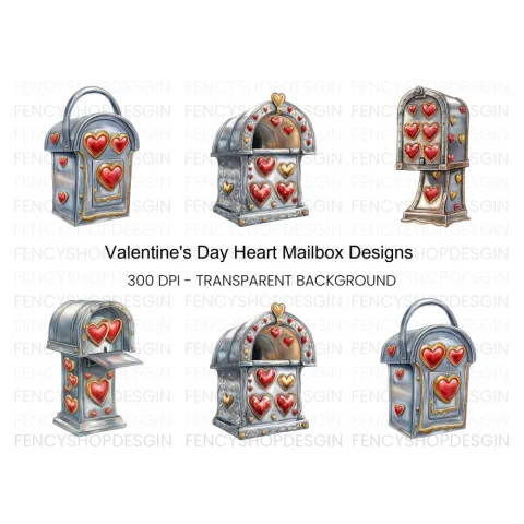 Steampunk Heart Mailbox Clipart Bundle