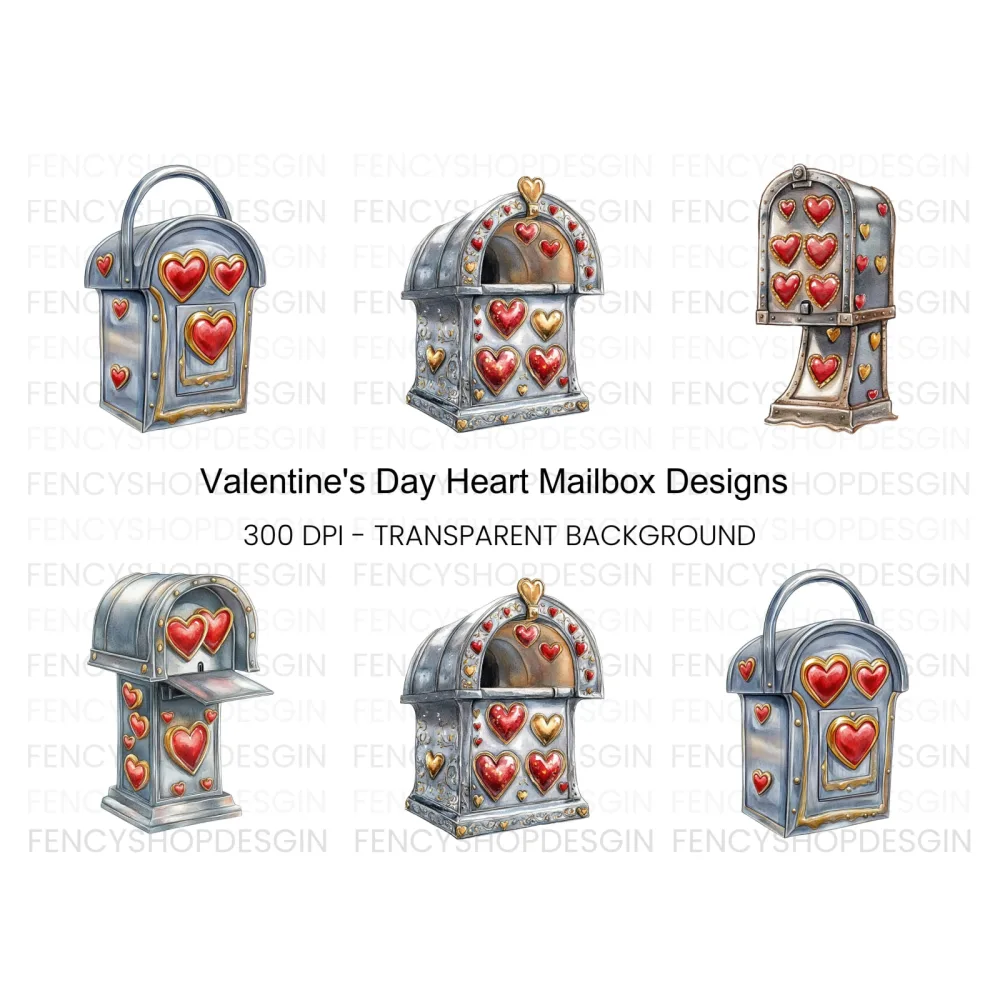 Steampunk Heart Mailbox Clipart Bundle