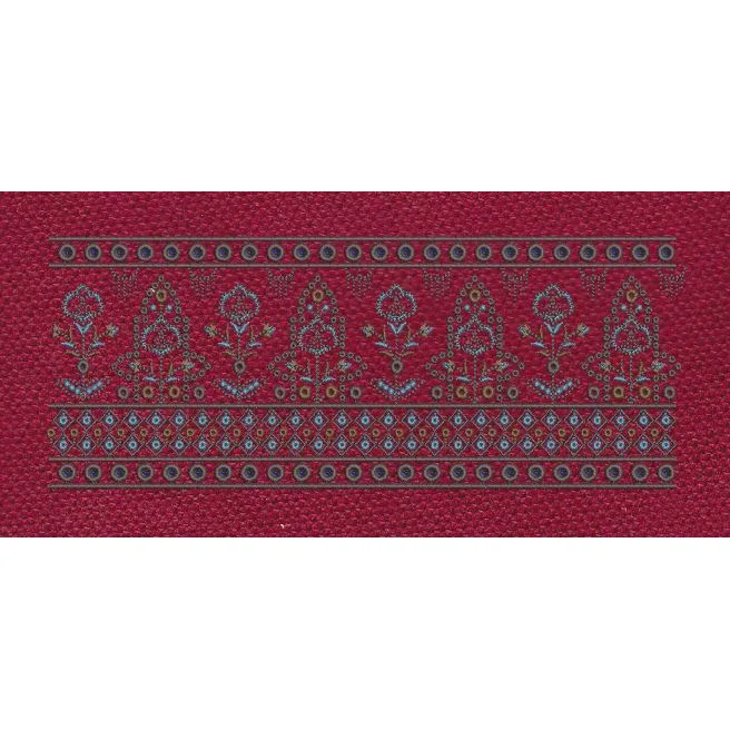 Crimson Paisley Buta Diamond Border Crimson & Steel Blue Embroidery Design