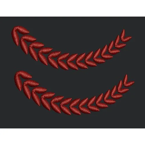 Curved Crimson Leaf Border Embroidery Design