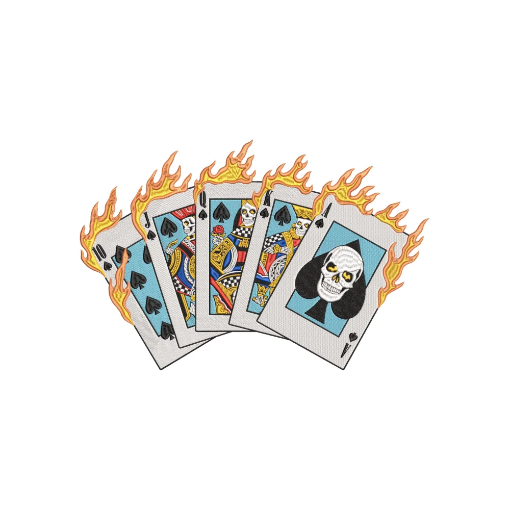 Play Card Burn Embroidery Design