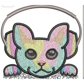 Cat With Headphone Embroidery Design