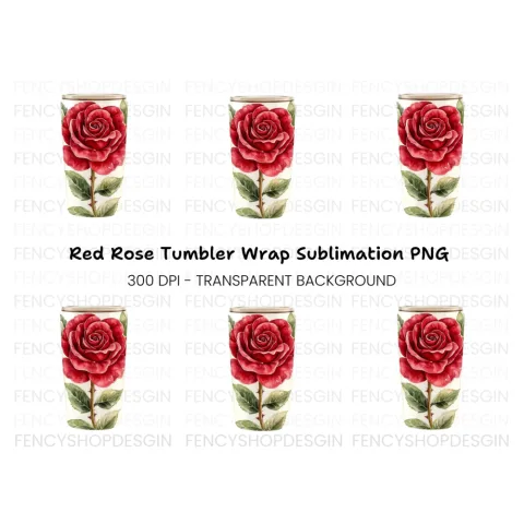 Red Rose Tumbler Clipart Bundle