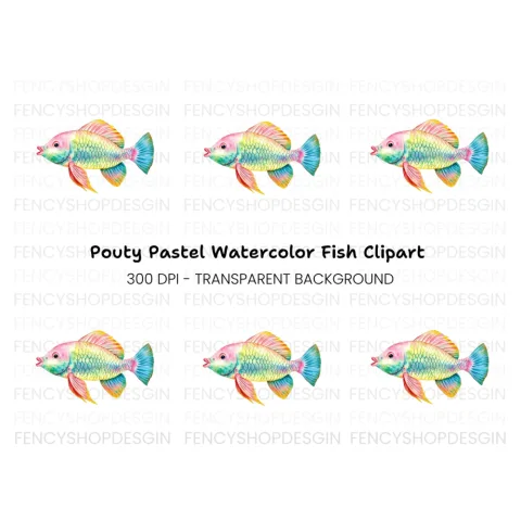 Colorful Rainbow Fish Clipart Bundle