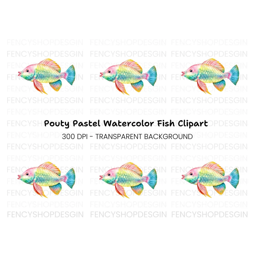 Colorful Rainbow Fish Clipart Bundle