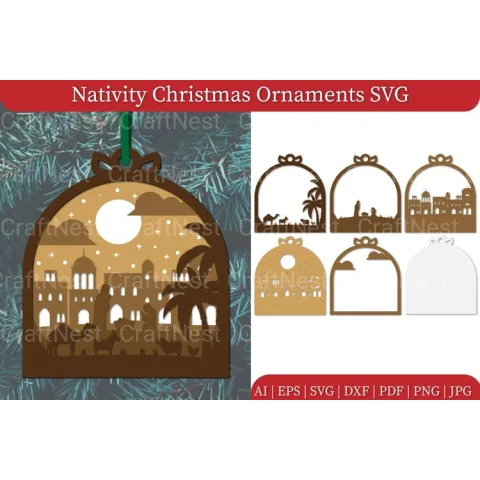 Nativity Christmas Ornament SVG Bundle