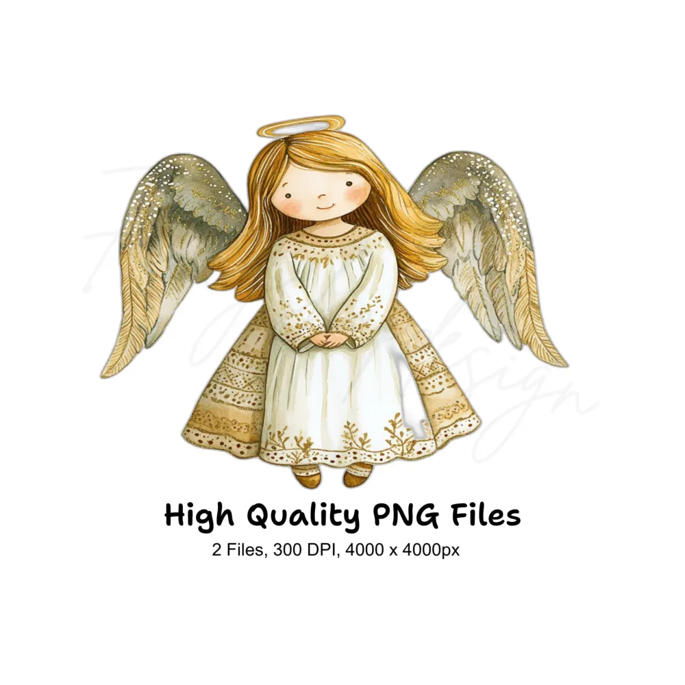 Elegant Christmas Angels Clipart Bundle