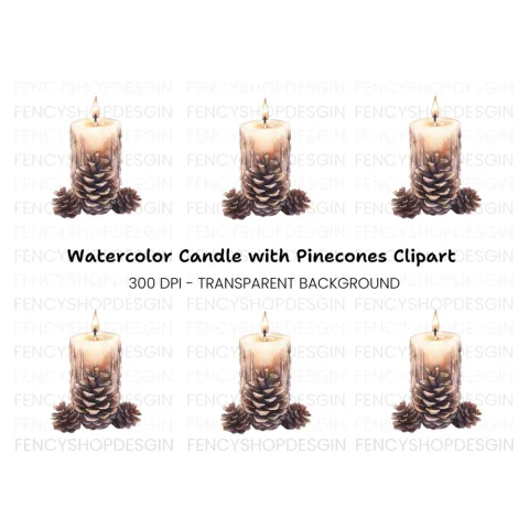 Pinecones Candle Clipart Bundle