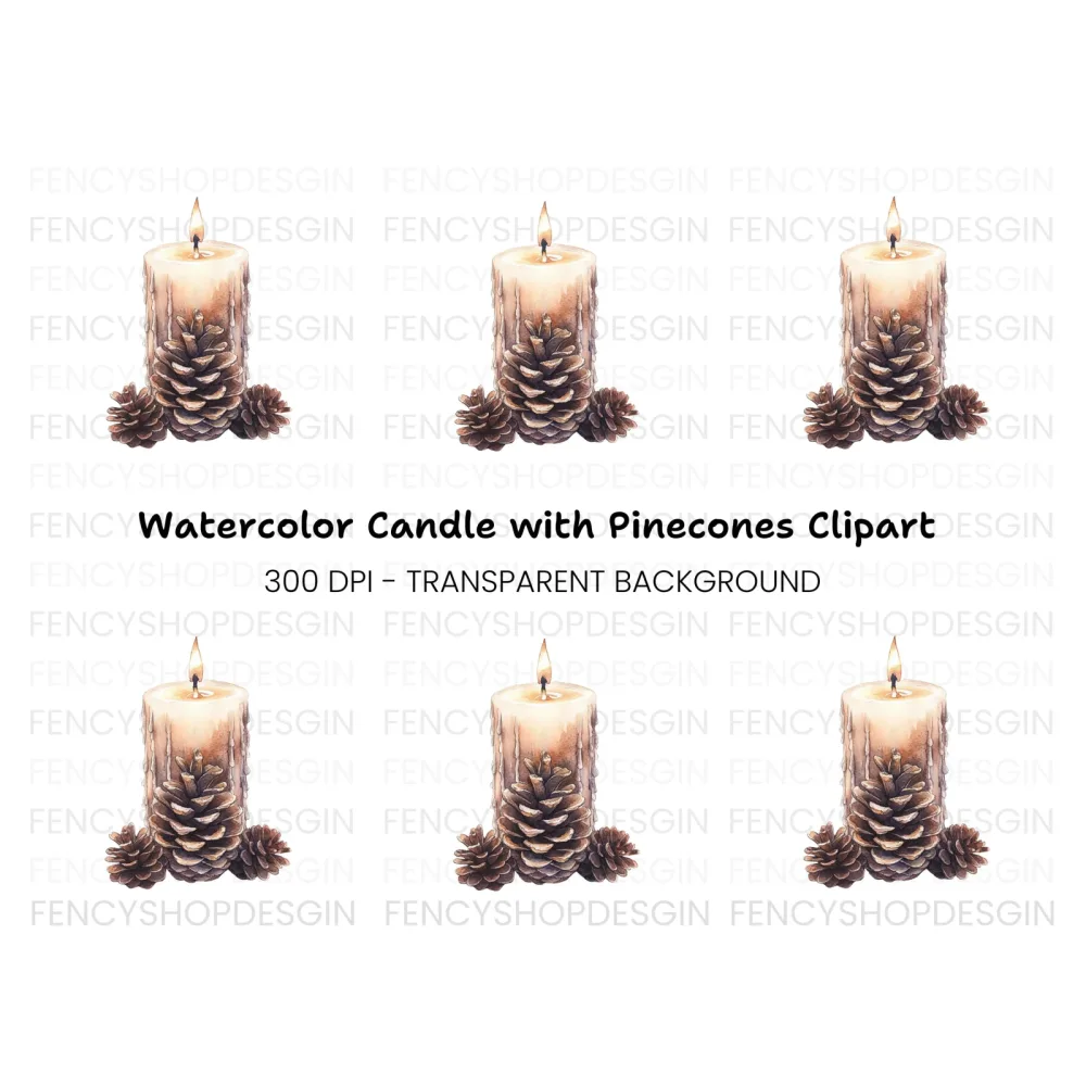 Pinecones Candle Clipart Bundle