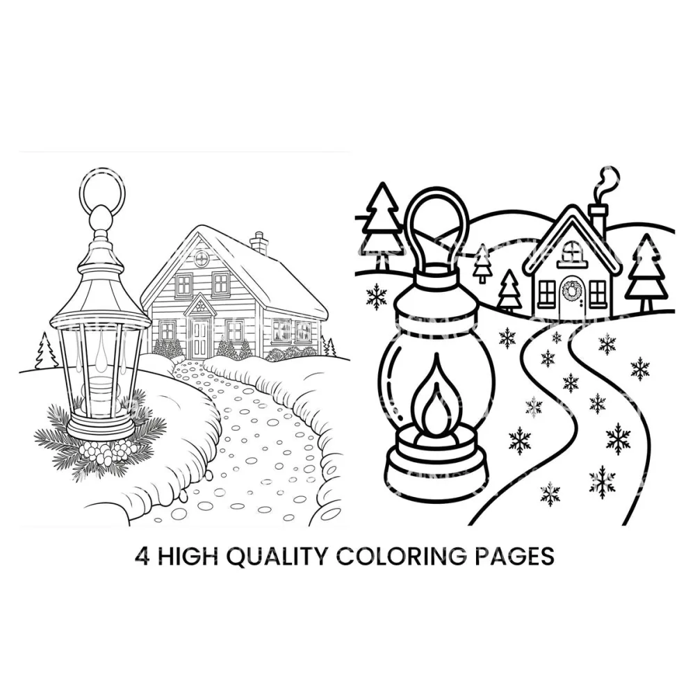 Winter Village Scene Coloring Books