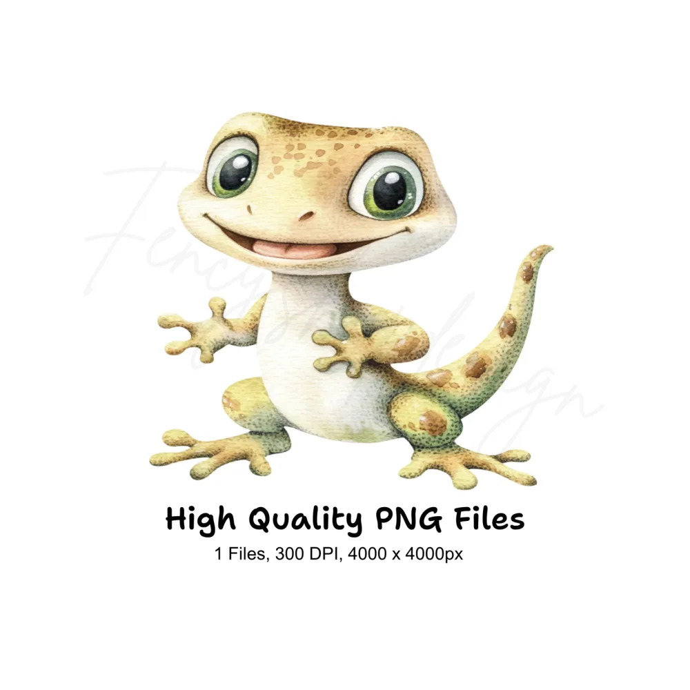 Happy Gecko Lizard Cartoon Clipart Bundle