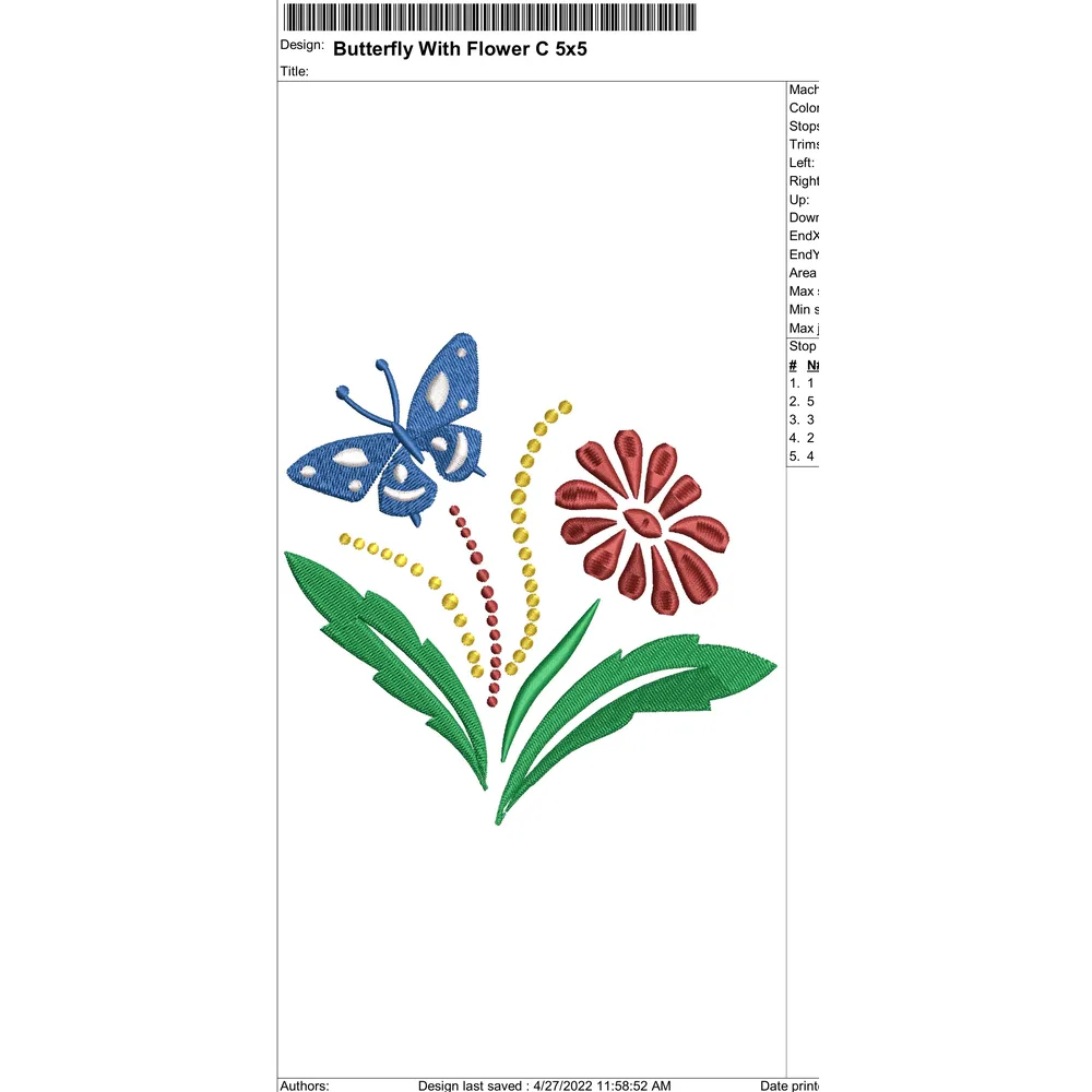 Butterfly With Flower Embroidery Design