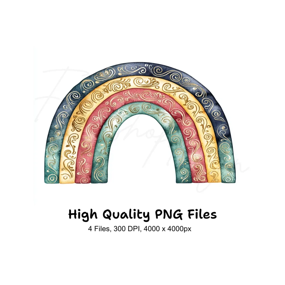 Boho Rainbow Clipart Bundle