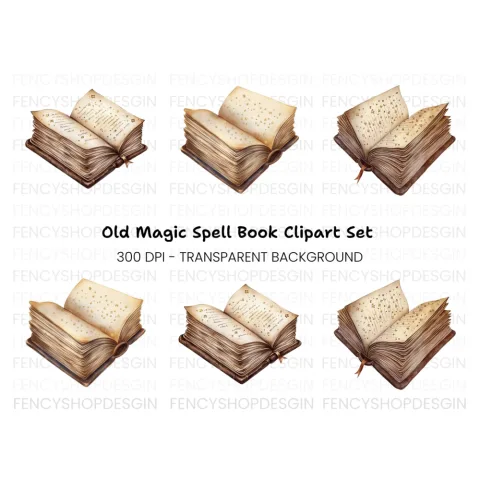 Magical Spell Books Clipart Bundle