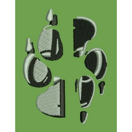 Fragmented Paw Print Embroidery Design
