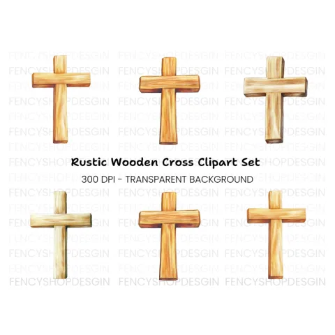 Rustic Wooden Crosses Clipart Bundle