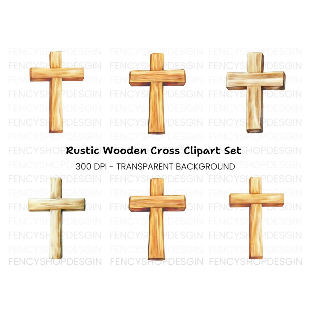 Rustic Wooden Crosses Clipart Bundle