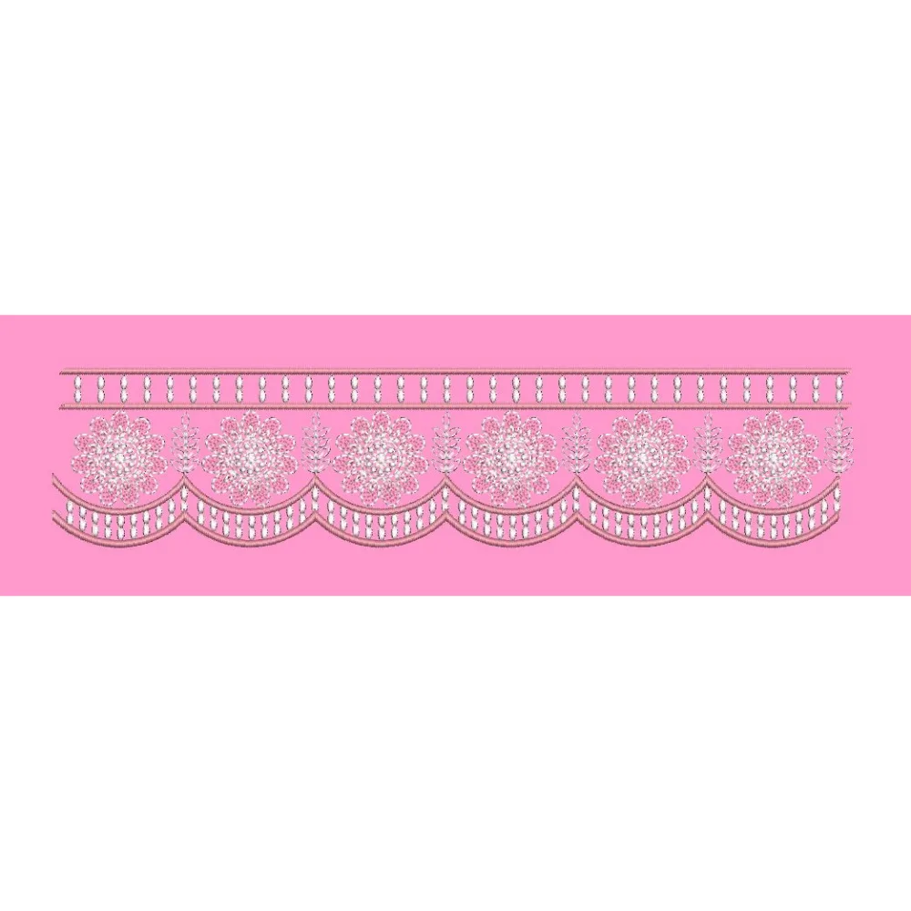 Scalloped Floral Rosette Border Embroidery Design
