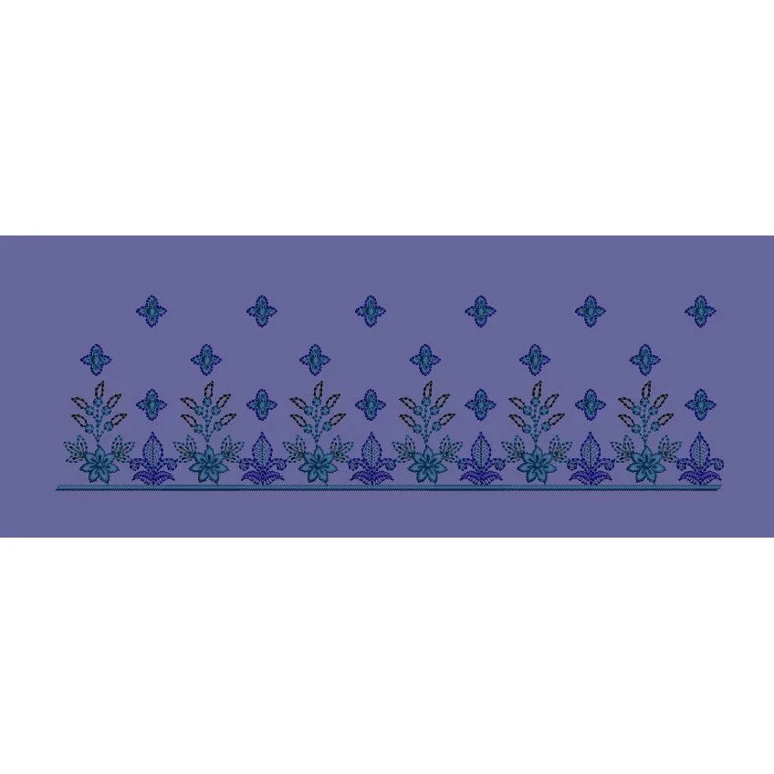 Floral Vine and Booti Border Embroidery Design