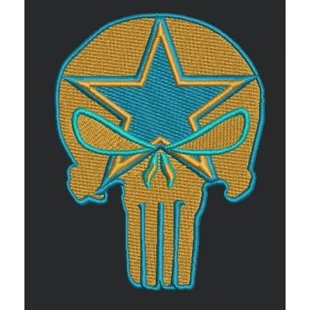 Star Skull with Bandana Embroidery Design