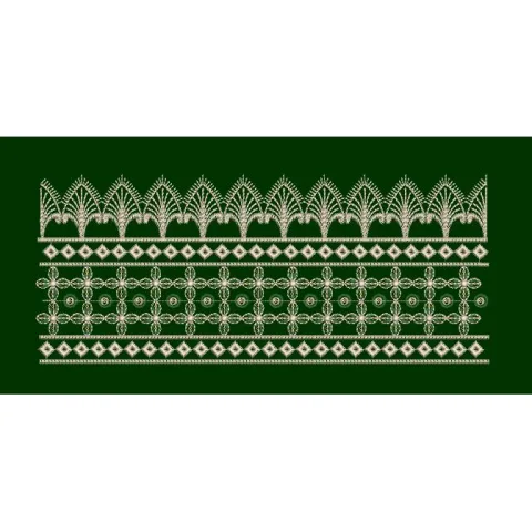 Floral Wheat Crown Forest Green & Pearl Embroidery Design