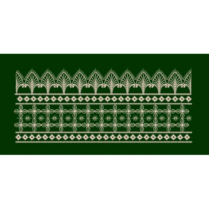 Floral Wheat Crown Forest Green & Pearl Embroidery Design