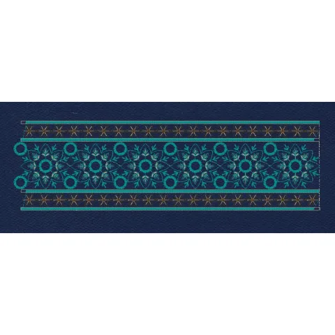 Floral Jacquard Woven Navy Blue Embroidery Design