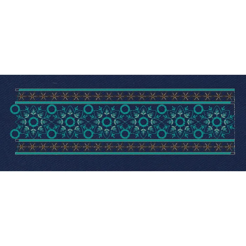 Floral Jacquard Woven Navy Blue Embroidery Design