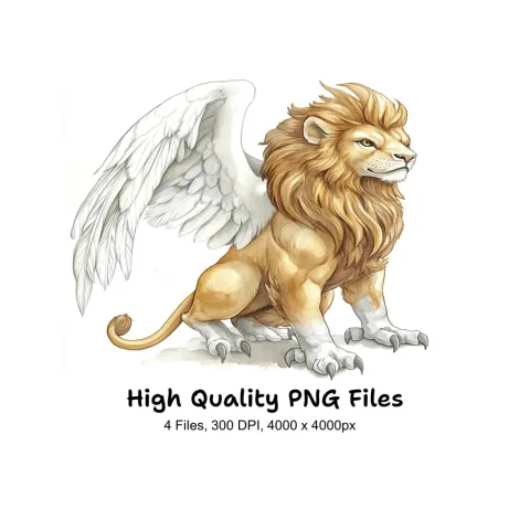 Majestic Winged Lion Clipart Bundle