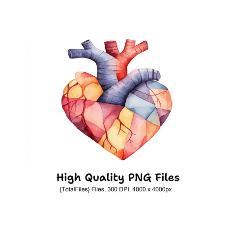 Geometric Human Heart Clipart Bundle