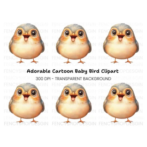 Happy Baby Bird Clipart Bundle