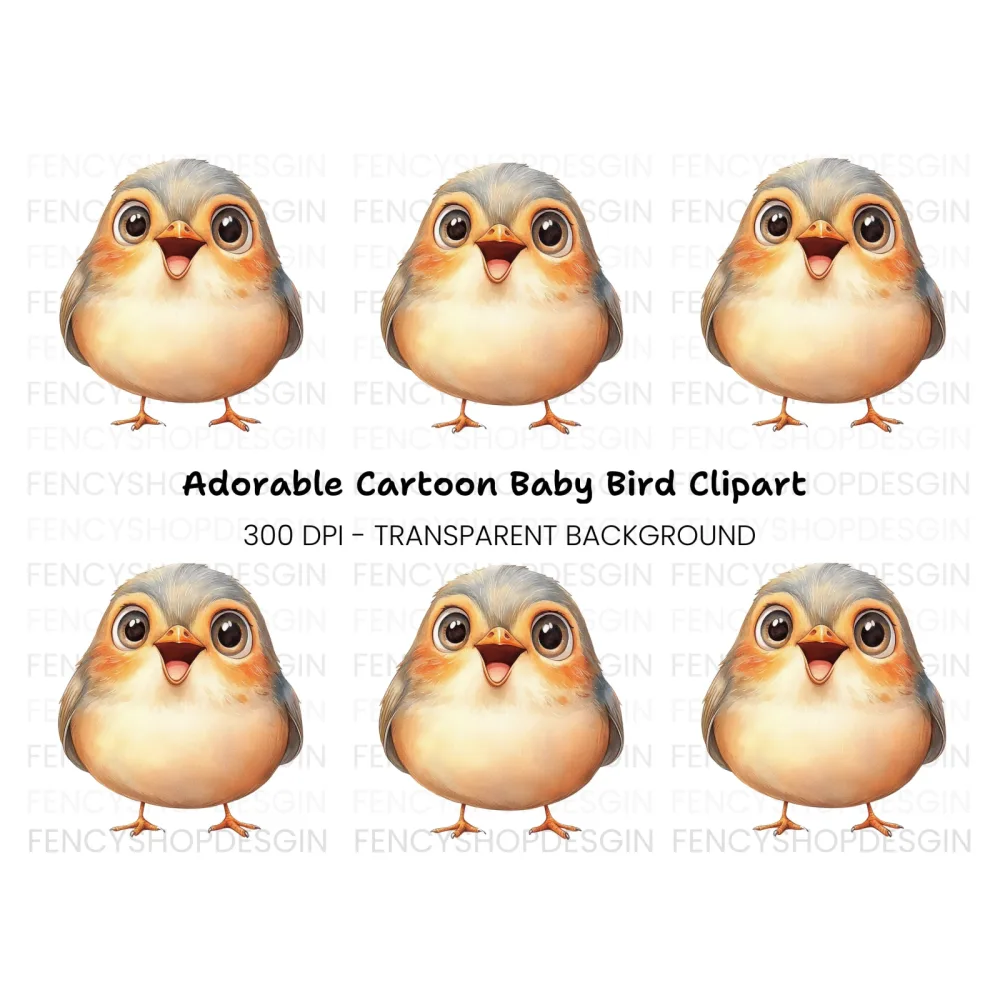 Happy Baby Bird Clipart Bundle