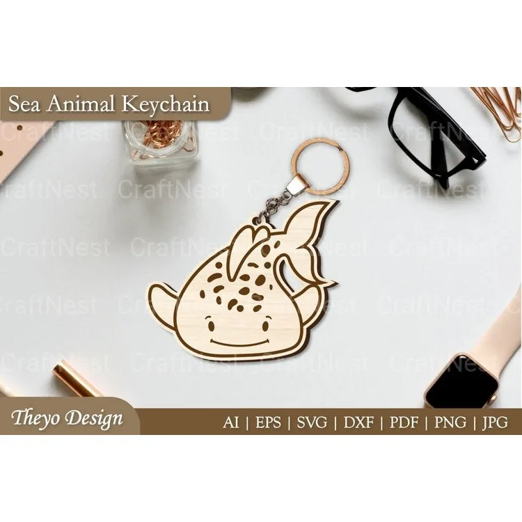 Cute Sea Animal Key Chain SVG