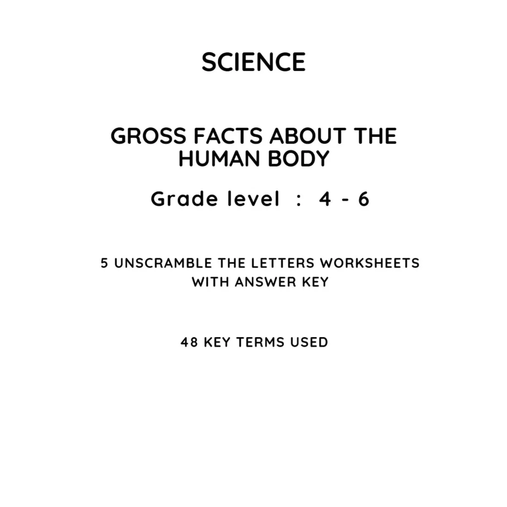 Gross Facts Human Body Unscramble Worksheets