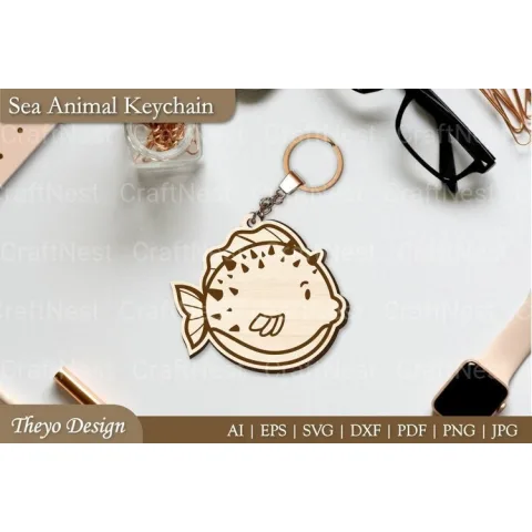 Cute Sea Animal Key Chain SVG