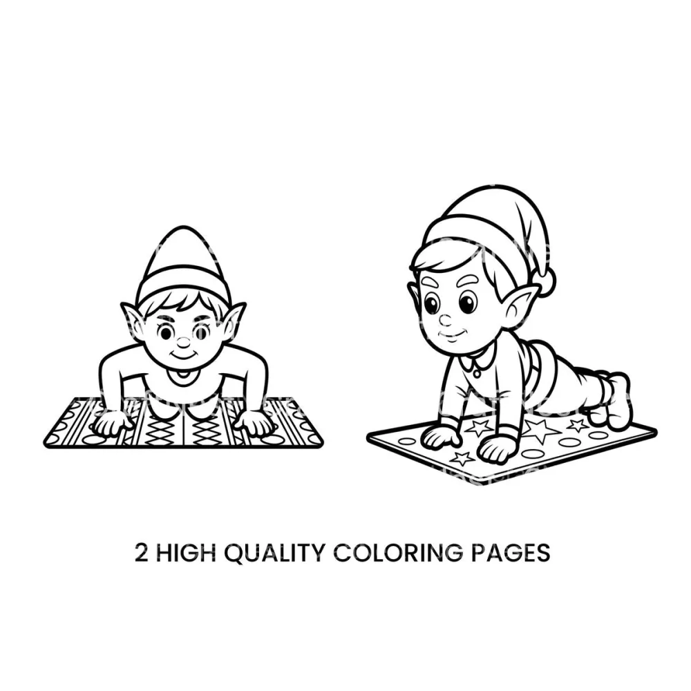 Elf Doing Push Ups Coloring Books