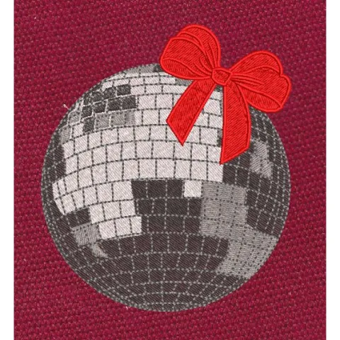 Disco Sphere Ribbon Patch Embroidery Design