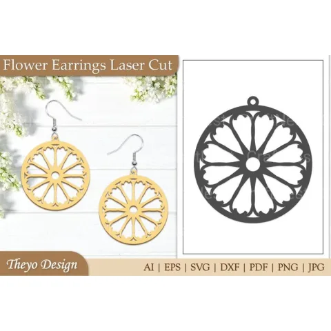 Flower Earrings Lasercut SVG Bundle