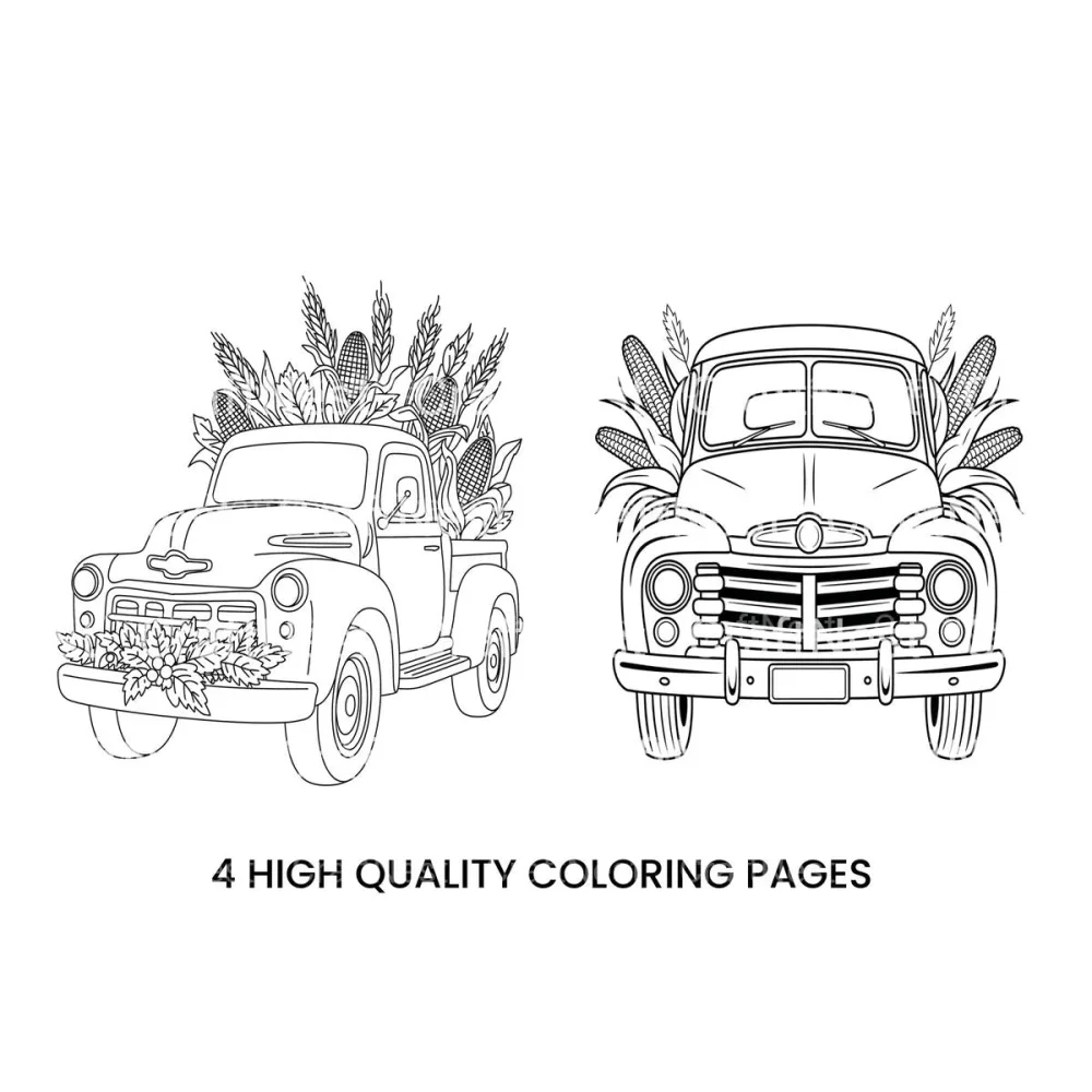 Harvest Truck and Corn Coloring Books