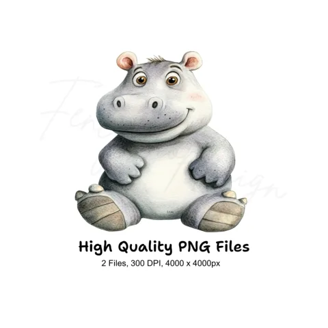 Adorable Baby Hippo Clipart Bundle