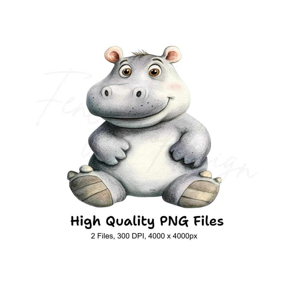 Adorable Baby Hippo Clipart Bundle