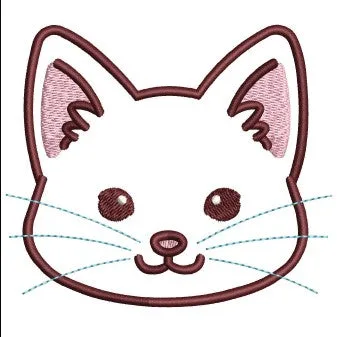 Cat Face Embroidery Design