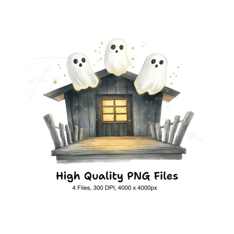 Spooky Ghost Houses Clipart Bundle