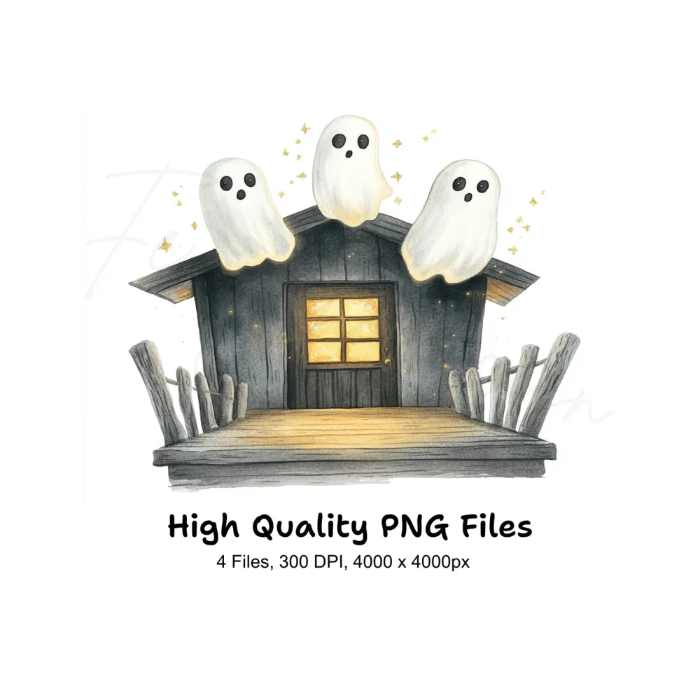Spooky Ghost Houses Clipart Bundle