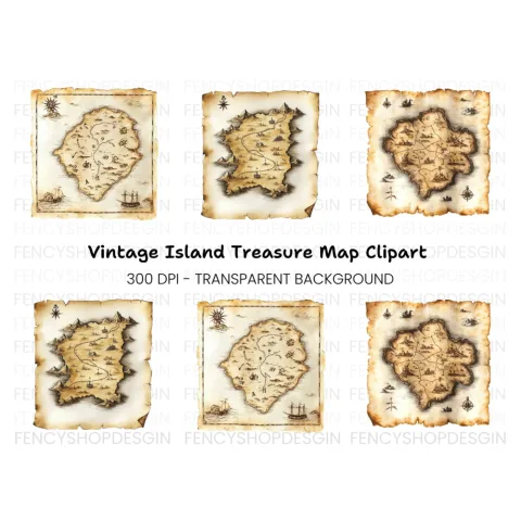 Vintage Treasure Map Clipart Bundle