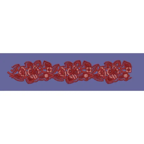 Coral Floral Vine Border Embroidery Design