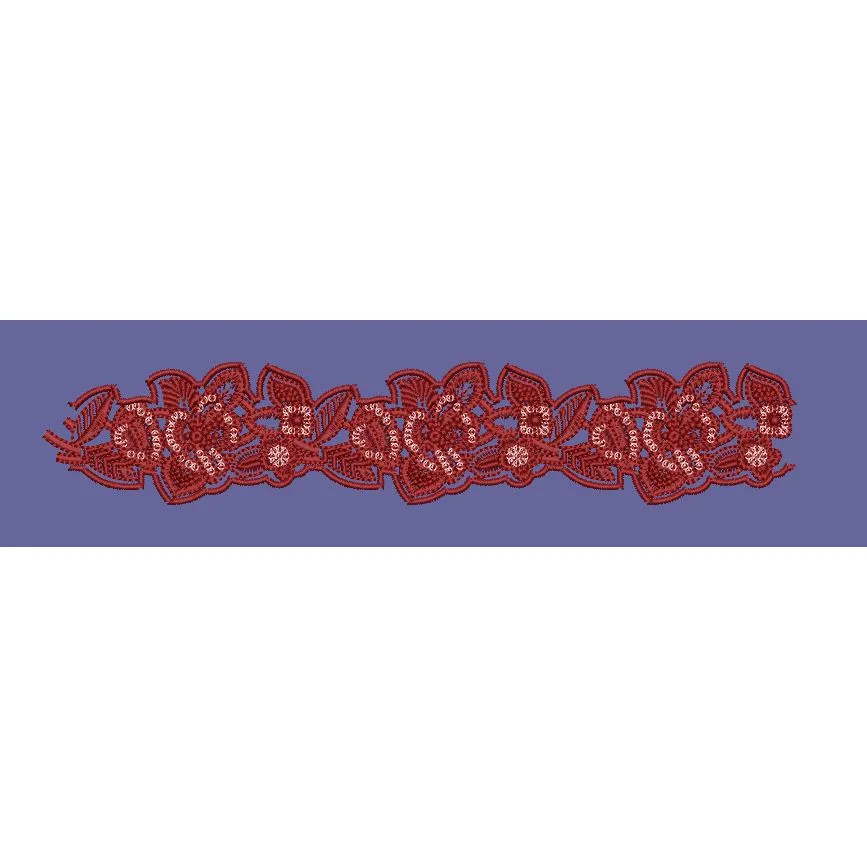 Coral Floral Vine Border Embroidery Design