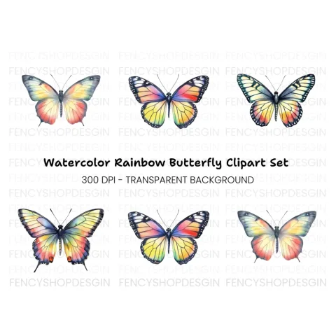 Colorful Butterfly Clipart Bundle