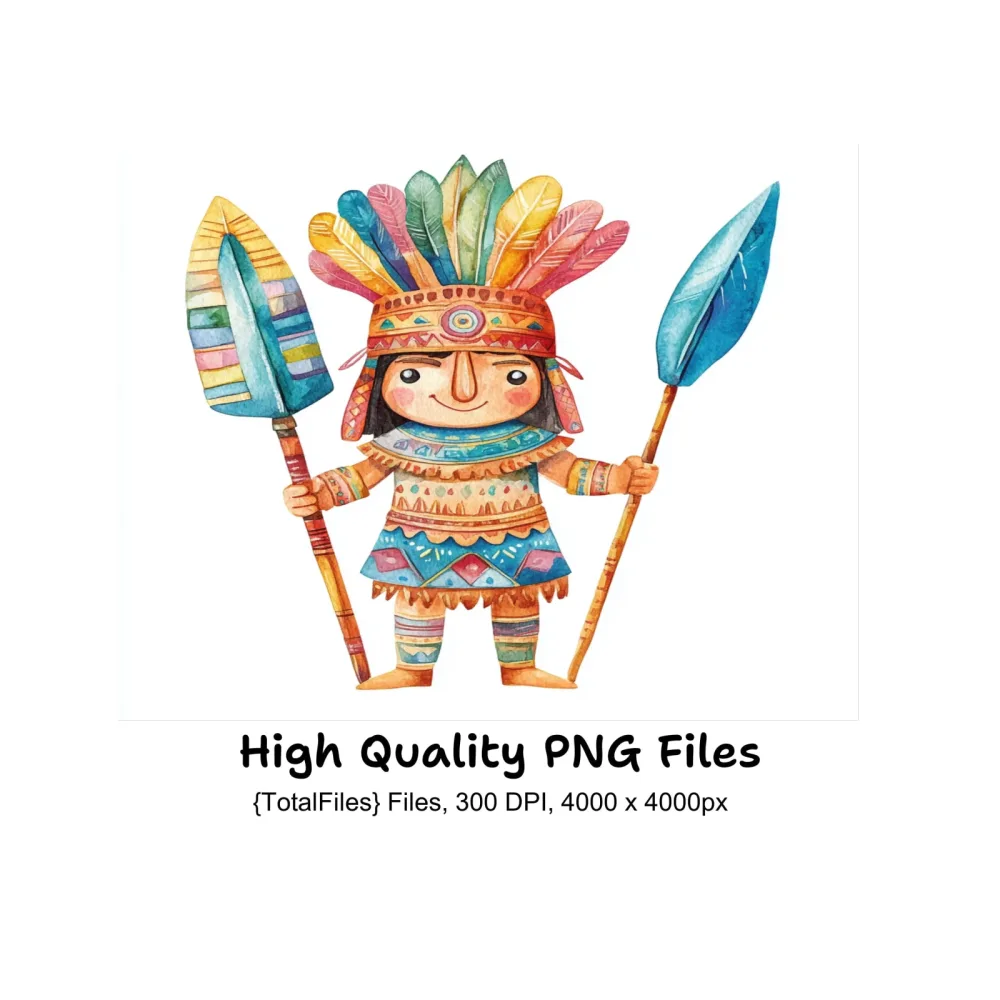 Indigenous Warrior Clipart Bundle